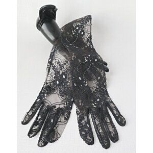 Vintage Evening Gloves Black Lace Evening Gloves Dress Gloves Formal Gloves Long